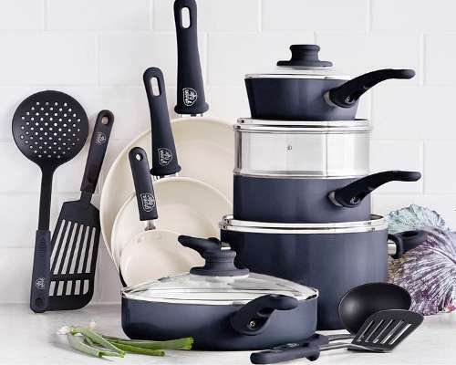 Healthy Ceramic Nonstick 16 Piece Cookware Set Best Cookware For Gas Stove