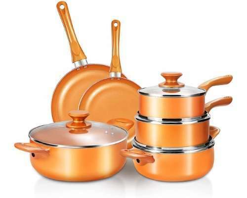 10pcs Cookware Set Ceramic Nonstick Copper Aluminum Pan