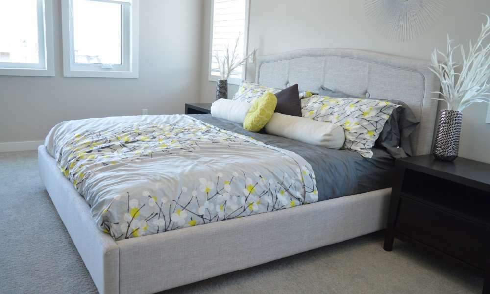 Attach A Neutral Bed Frame With Bright Linen 