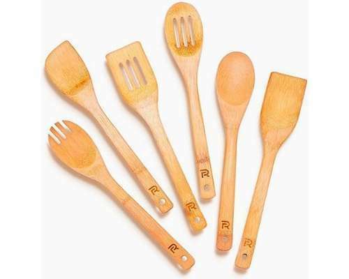 Apartment Essentials Wood Spatula Spoon Nonstick Kitchen Utensil Set