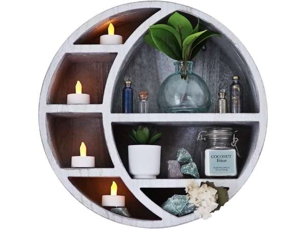 Floating Moon Shelf To Decorate Bathroom Counter 