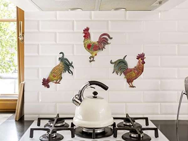 Rooster Kitchen Decorating Ideas Metal Rooster Wall Decor