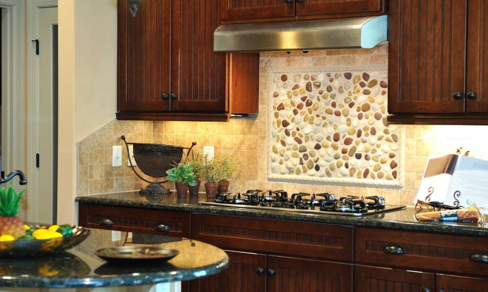 Pebbled Rustic Kitchen Backsplash