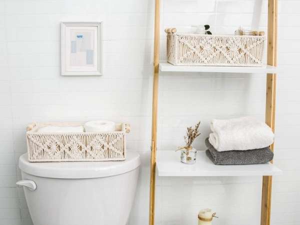 Storage Basket To Decorate Bathroom Counter