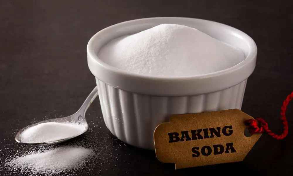 Add baking soda to hardened food to get rid of it